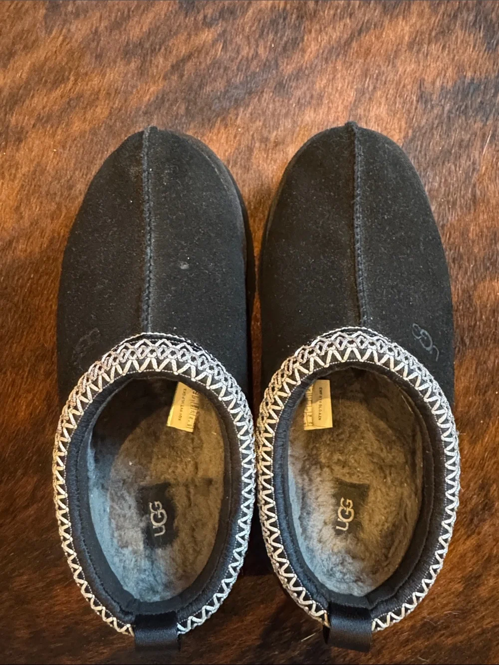 UGG  Black Slip-On Suede Clog with Contrast Trim